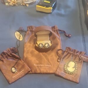 Dominique Cohen Cameo Necklace Earring Brooch Jewelry Set New